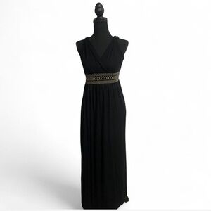 Soma Black Maxi Dress with Gold Accents